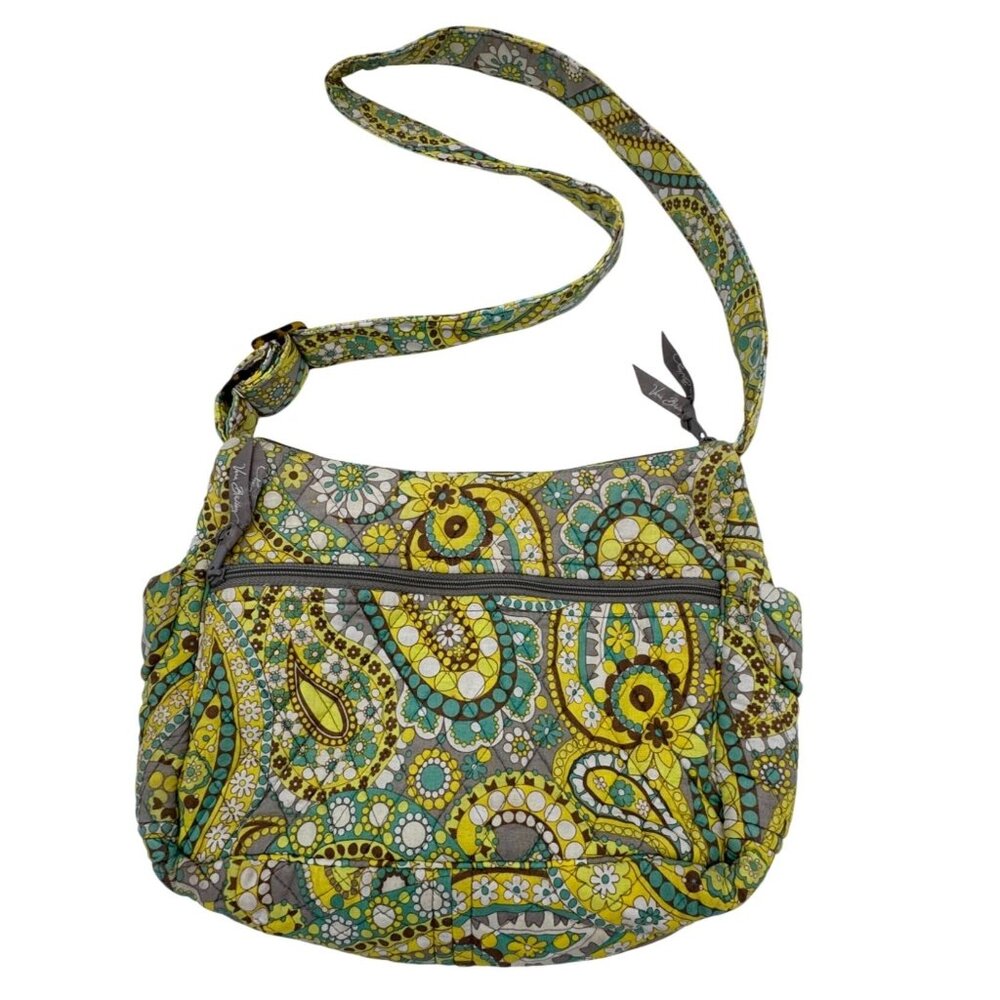 Vera Bradley Women Crossbody Bag Small Yellow Floral Paisley Quilted Travel Boho
